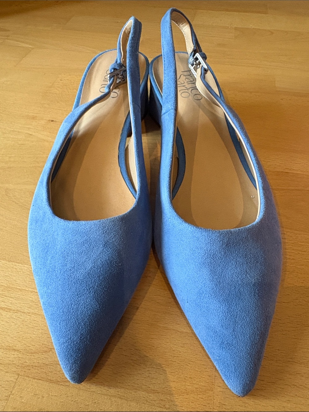 Franco Sarto RACER Sky Blue Suede Pointed Slingback Heels